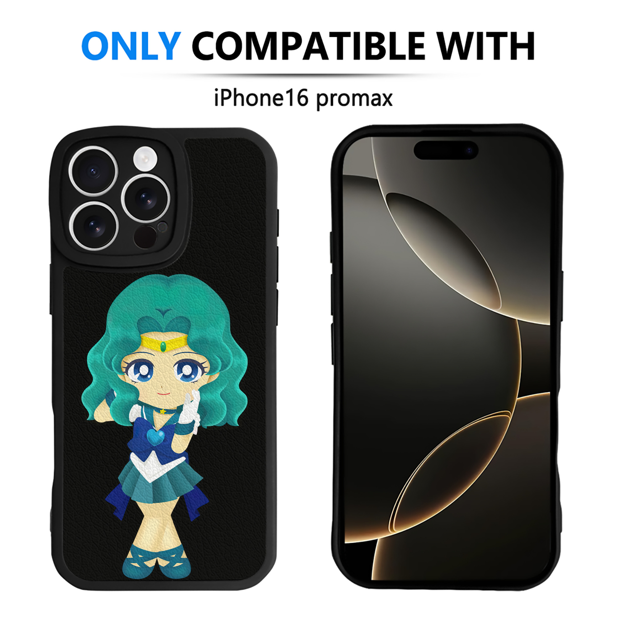（画像用） 美少女戦士セーラームーン 海王 みちる（かいおう みちる） Sailor Moon Kaiou Michiru 【iPhone 16シリーズ対応】シリコンスマホケース（レザー調） 材質：シリコン